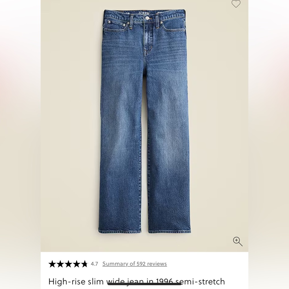 Women’s J Crew Wide Leg Jeans “96 Slim Wide” Size 29 - Picture 2 of 5